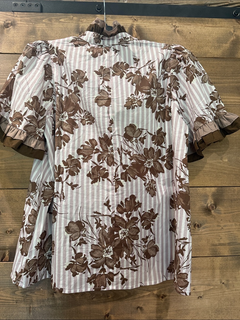 entro Brown Floral Ruffle Collar Blouse - Picture 6 of 6